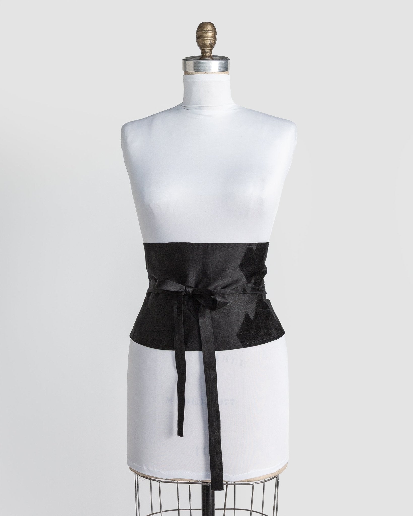 Reversible Tie Belt in Vintage Japanese Black Silk with Velvet DetailBelts