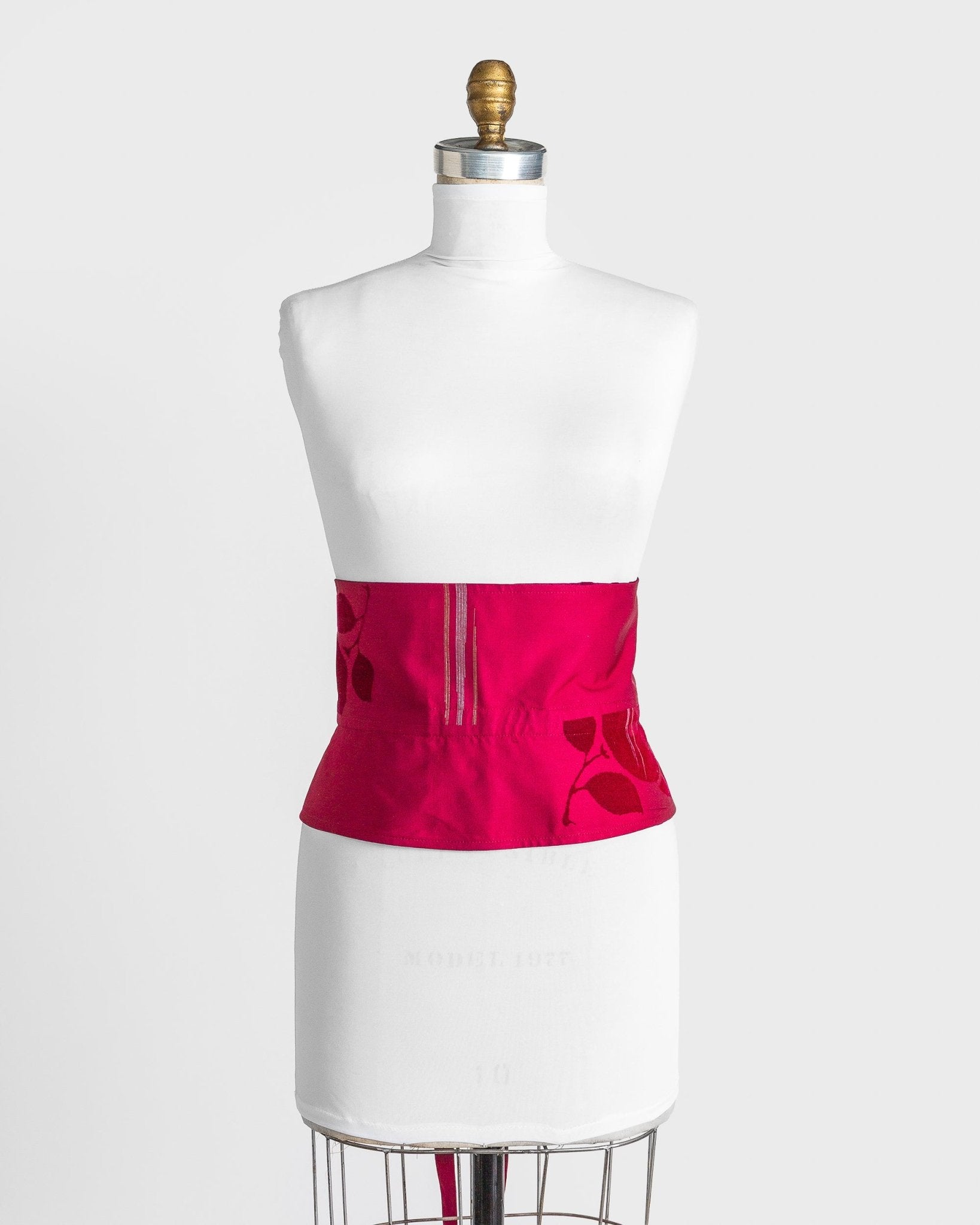 Reversible Tie Belt in Vintage Japanese Plum Silk and Velvet MixBelts