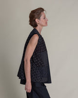 Round Neck Vest in Vintage Japanese Raw Pieced Silk IkatRound Neck Vests