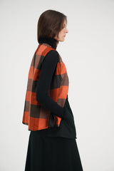 Round Neck Vest in Vintage Japanese Silk Check