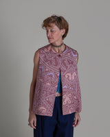 Round Neck Vest in Vintage Japanese Silk Tie DyeRound Neck Vests