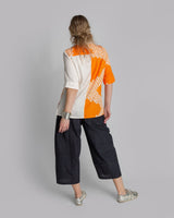 Safari Shirt in Vintage Japanese Silk Orange Mix