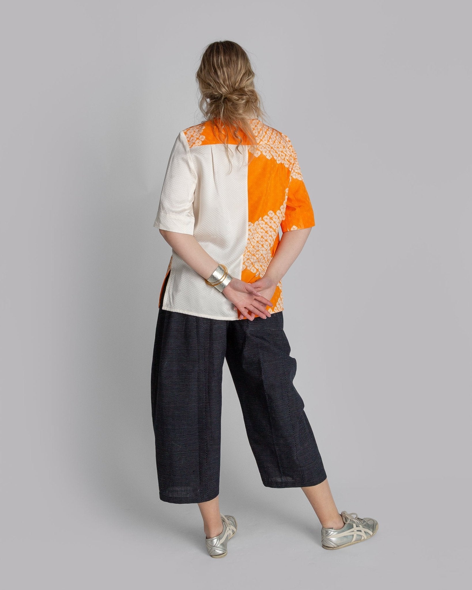 Safari Shirt in Vintage Japanese Silk Orange Mix