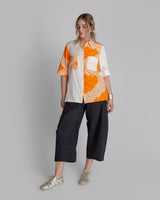 Safari Shirt in Vintage Japanese Silk Orange Mix