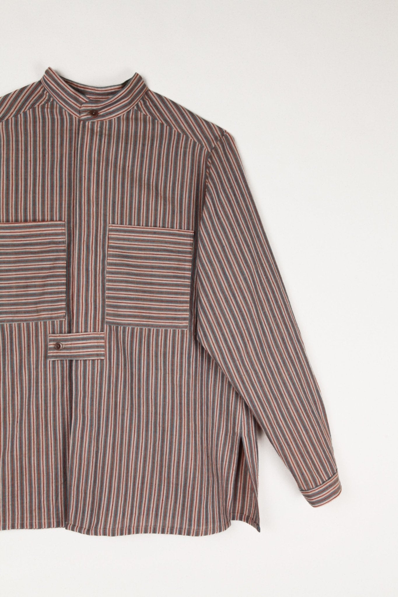 Sally Shirt in Cotton Terracotta Stripe