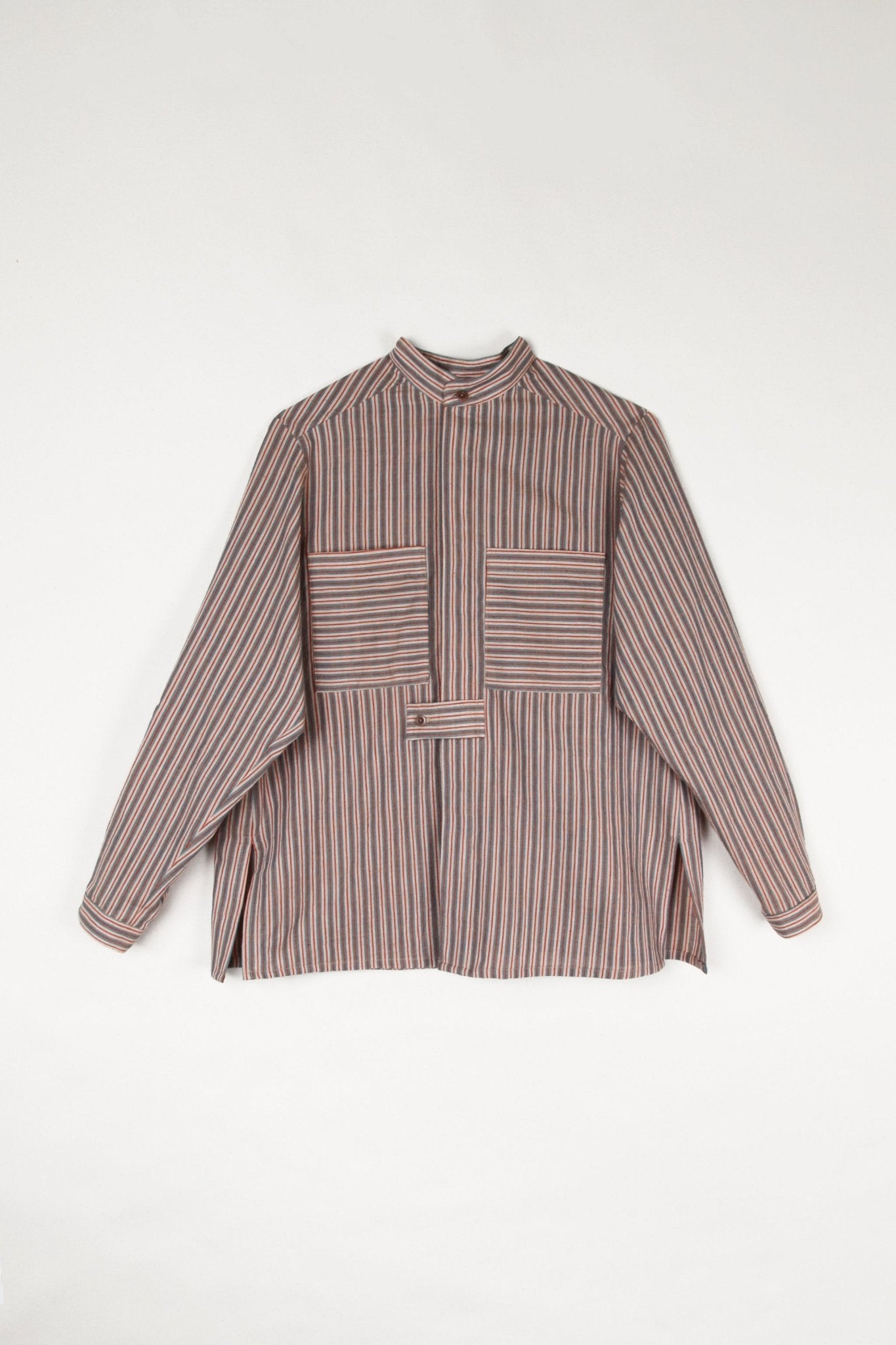 Sally Shirt in Cotton Terracotta Stripe