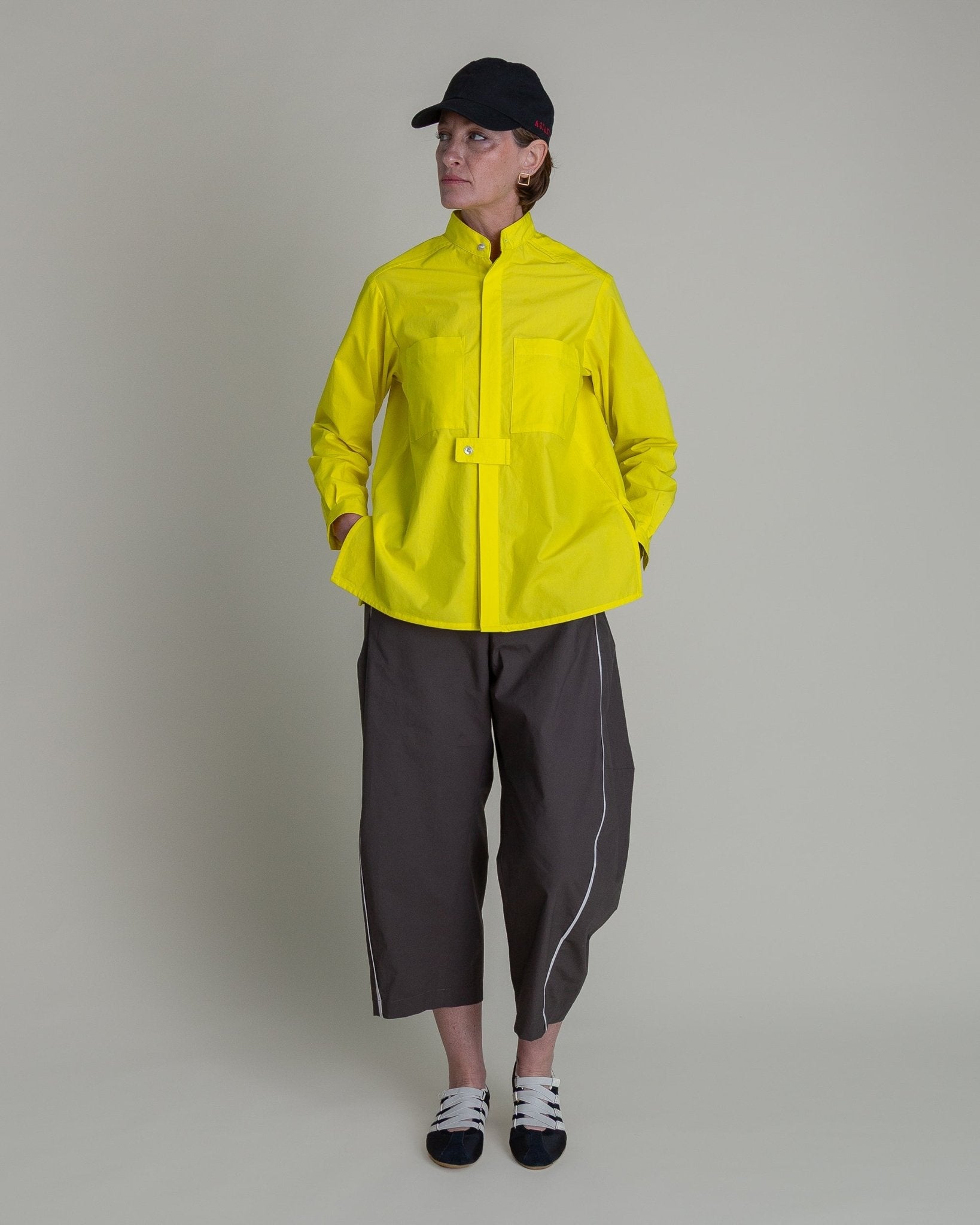 Sally Shirt in Electric Yellow Cotton PoplinSally Shirt