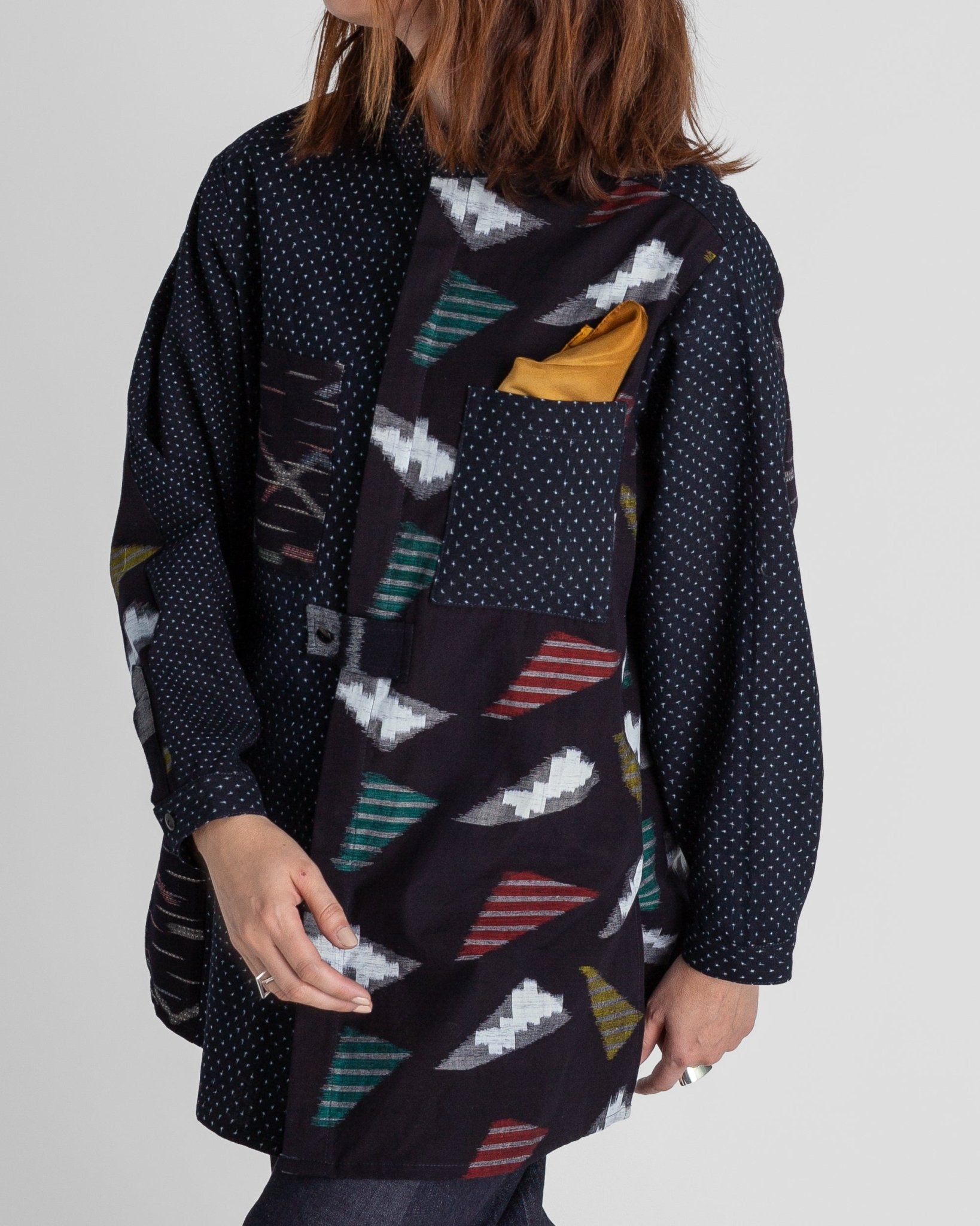 Sally Shirt in Vintage Japanese Dark Indigo Cotton Ikat MixSally Shirt