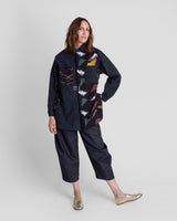 Sally Shirt in Vintage Japanese Dark Indigo Cotton Ikat MixSally Shirt