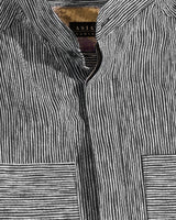 Sally Shirt in Black Cotton Seersucker Stripe
