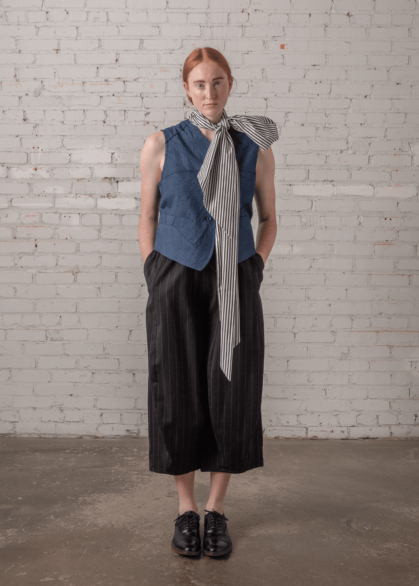 Scarf Tie in Striped Cotton