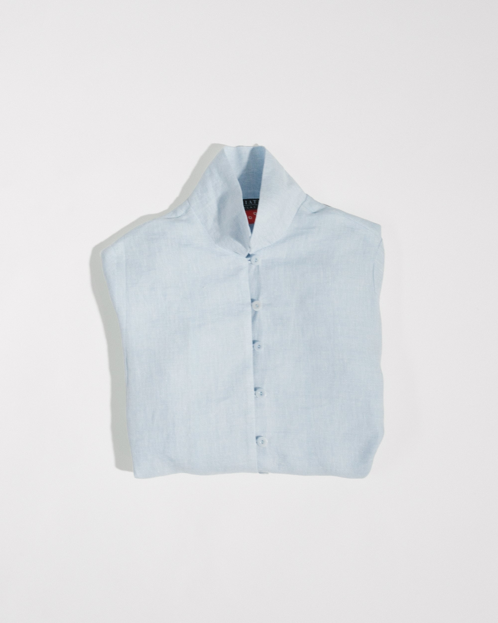Long Shibori Shirt in Pale Blue Japanese Linen