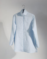 Long Shibori Shirt in Pale Blue Japanese Linen