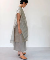 Silk Stole in Off - White and Indigo Stripes