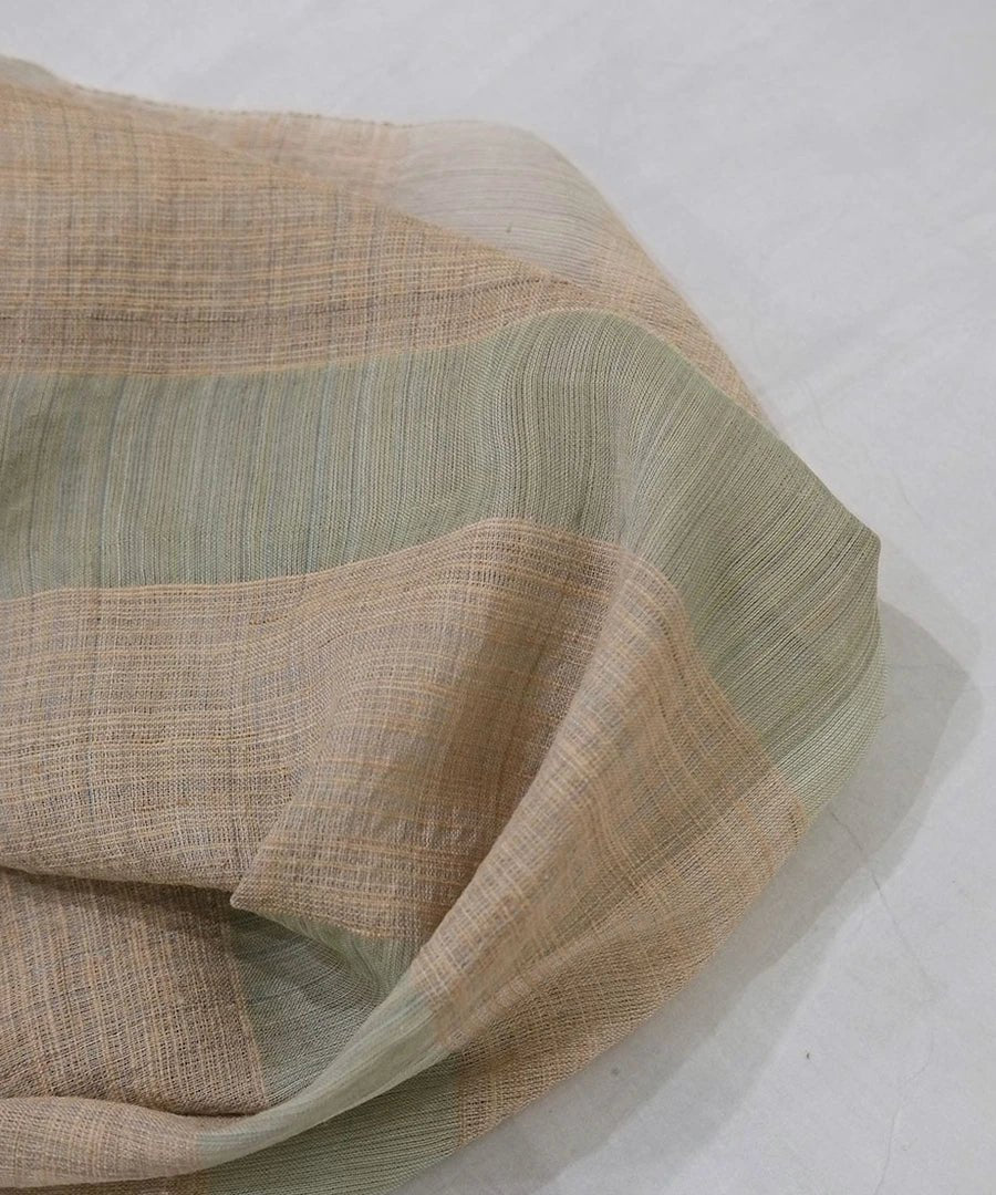 Silk Stole in Pale Green and Natural