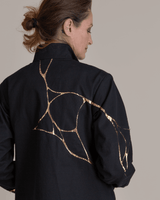 Slouchy Christina Jacket in Black Twill with KintsugiPersonalise your own text here