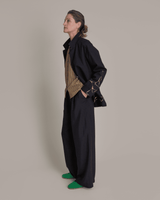 Slouchy Christina Jacket in Black Twill with KintsugiPersonalise your own text here