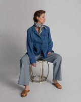 Slouchy Christina Jacket in Floral Indigo Damask LinenChristina Jackets
