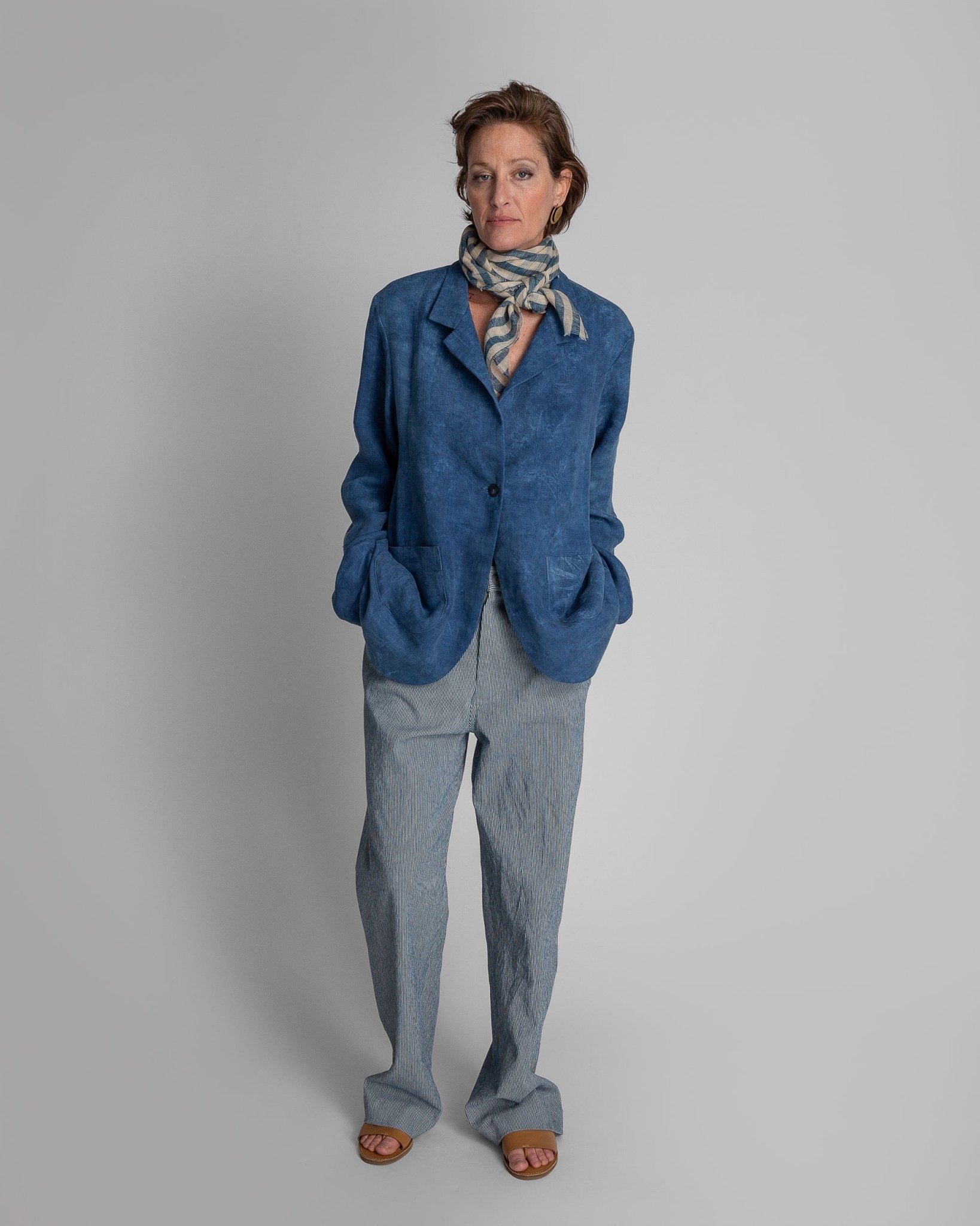 Slouchy Christina Jacket in Floral Indigo Damask LinenChristina Jackets