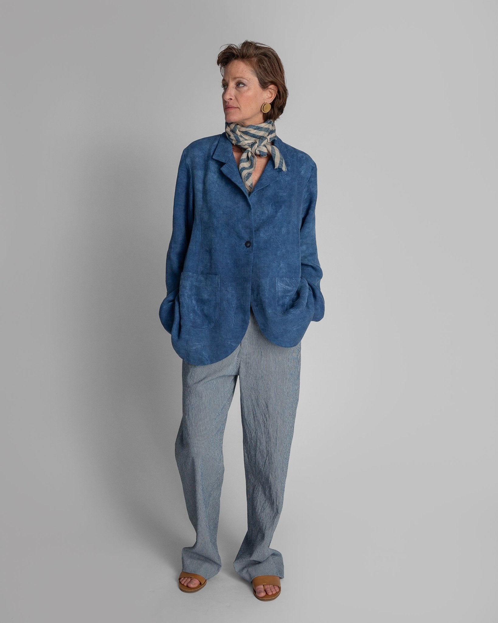 Slouchy Christina Jacket in Floral Indigo Damask LinenChristina Jackets
