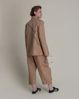 Slouchy Christina Jacket in Khaki Cotton Poplin with Slate PipingChristina Jackets