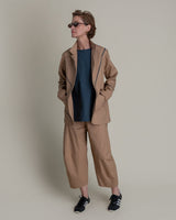 Slouchy Christina Jacket in Khaki Cotton Poplin with Slate PipingChristina Jackets
