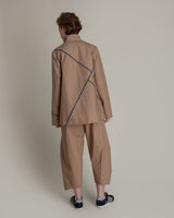 Slouchy Christina Jacket in Khaki Cotton Poplin with Slate PipingChristina Jackets