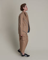 Slouchy Christina Jacket in Khaki Cotton Poplin with Slate PipingChristina Jackets