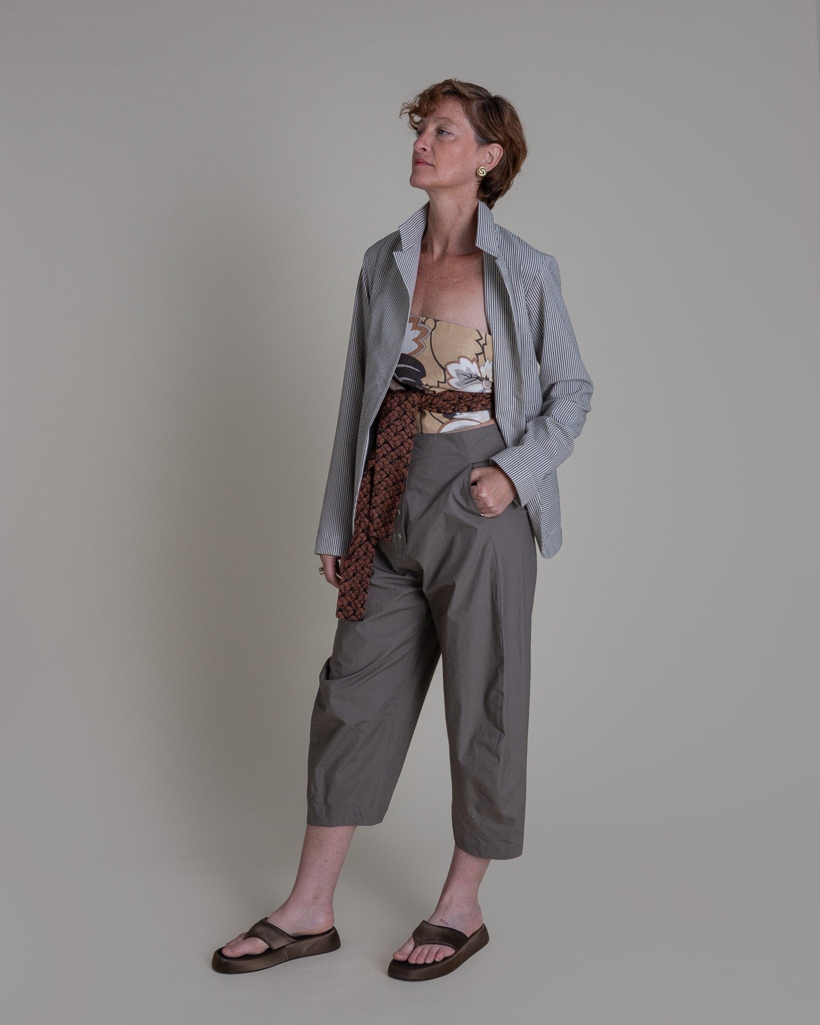 Slouchy Christina Jacket in Striped Wool and Silk SeersuckerChristina Jackets