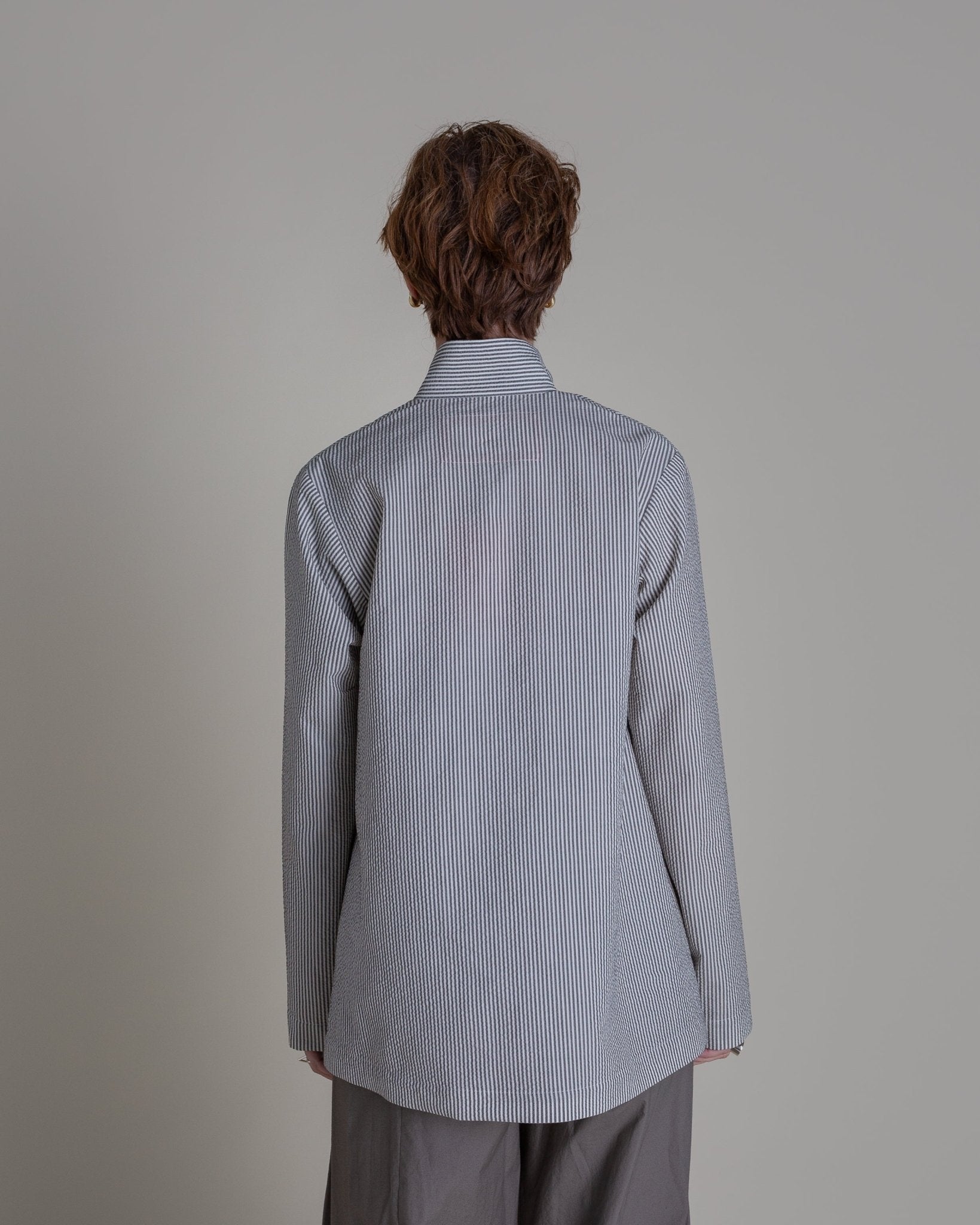 Slouchy Christina Jacket in Striped Wool and Silk SeersuckerChristina Jackets