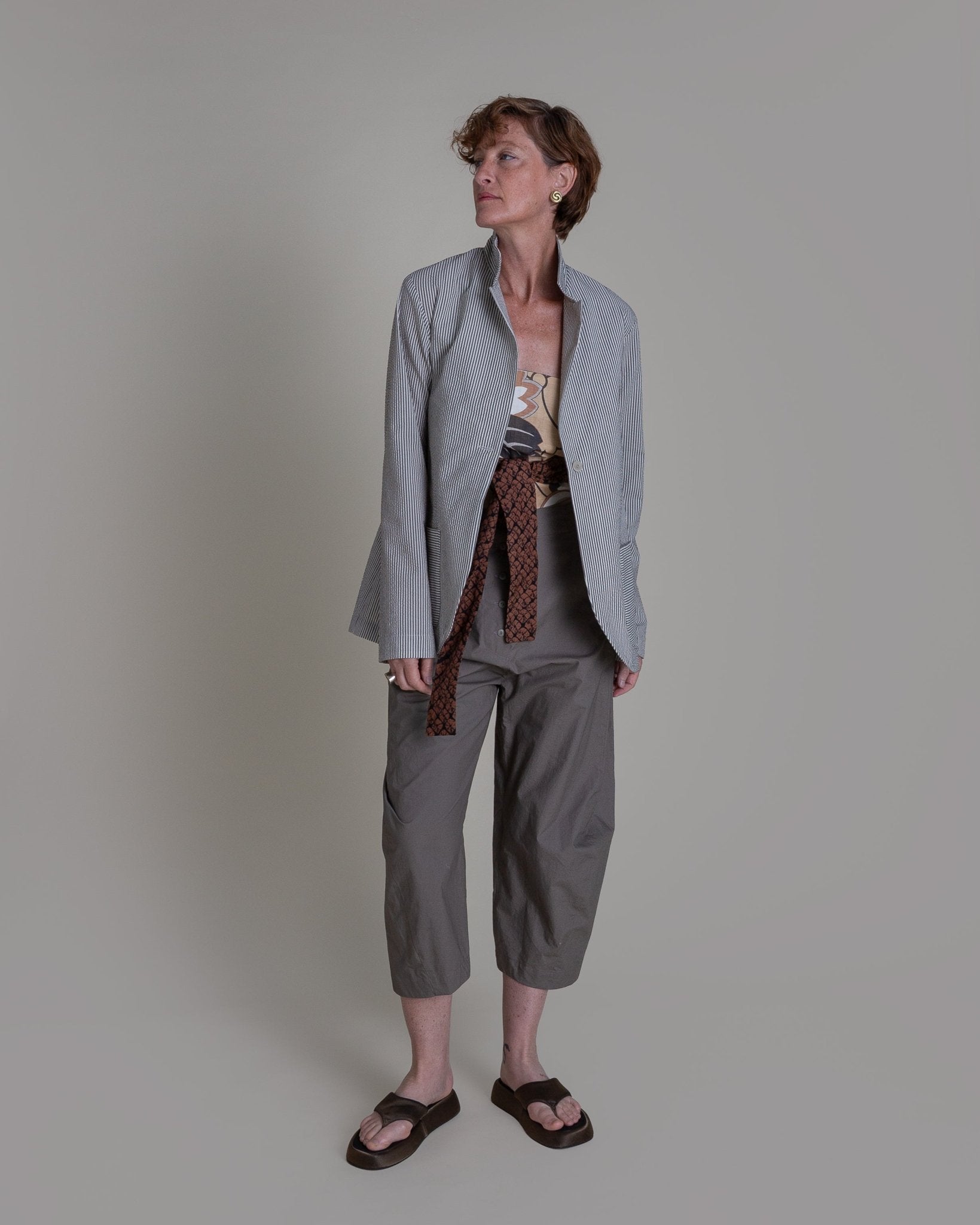 Slouchy Christina Jacket in Striped Wool and Silk SeersuckerChristina Jackets