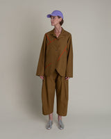Slouchy Christina Jacket in Tobacco Cotton Poplin with Persimmon PipingChristina Jackets