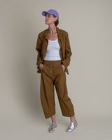 Slouchy Christina Jacket in Tobacco Cotton Poplin with Persimmon PipingChristina Jackets