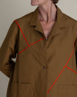 Slouchy Christina Jacket in Tobacco Cotton Poplin with Persimmon PipingChristina Jackets