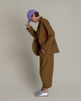 Slouchy Christina Jacket in Tobacco Cotton Poplin with Persimmon PipingChristina Jackets