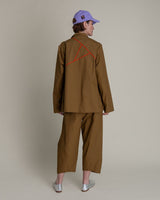 Slouchy Christina Jacket in Tobacco Cotton Poplin with Persimmon PipingChristina Jackets