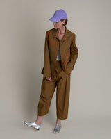 Slouchy Christina Jacket in Tobacco Cotton Poplin with Persimmon PipingChristina Jackets