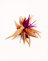 Spiky Flower Pin in Magenta, Curry and Orange Vintage Japanese SilksFlower Pins