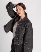 Sprite Jacket in Nuno Black "Cracked Denim"Cropped Jackets