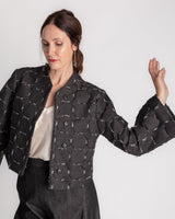 Sprite Jacket in Nuno Black "Cracked Denim"Cropped Jackets