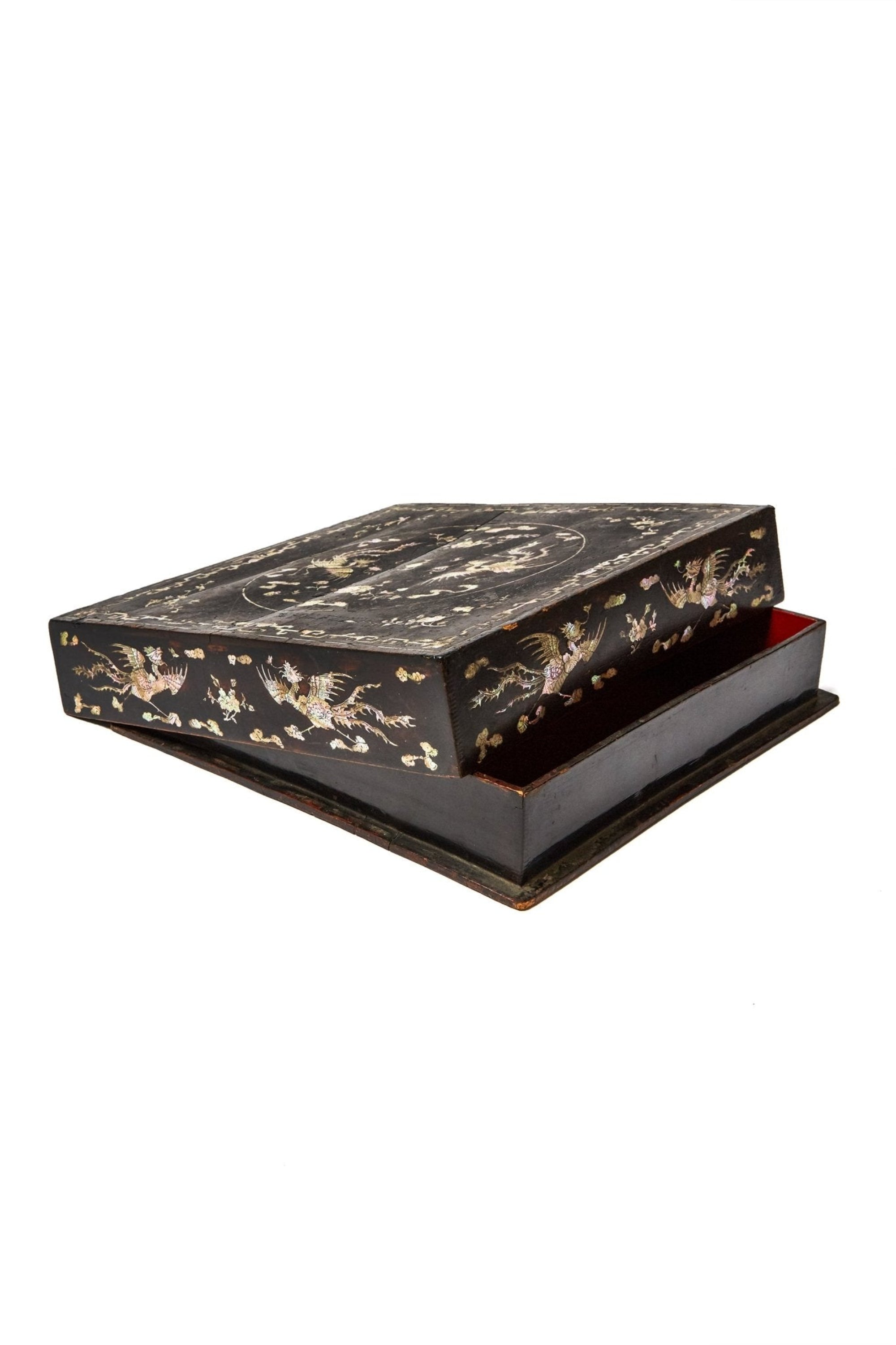 Square Covered Box with Double - Phoenix DecorAntiques