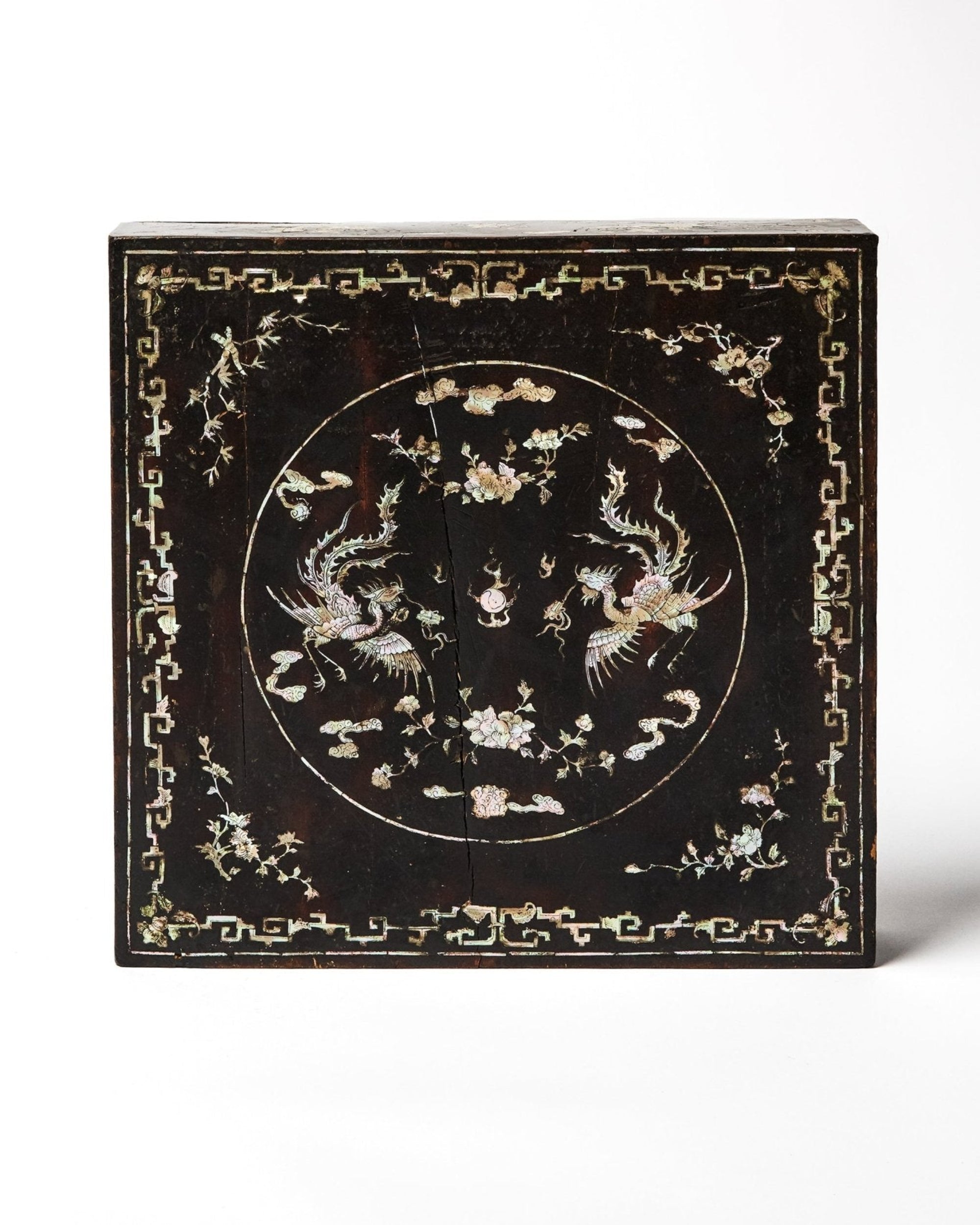 Square Covered Box with Double - Phoenix DecorAntiques