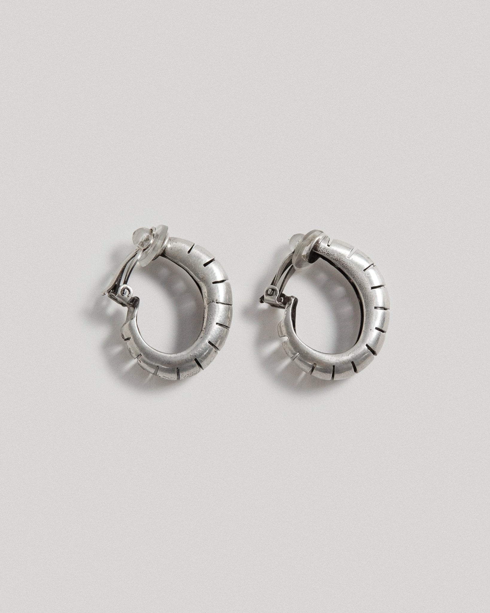 Steve Vaubel Silver Cut Line Hoop EarringsClip - On Earrings