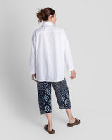 Big Shirt in White Cotton with Subtle Silver Stripe