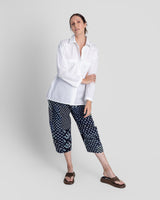 Big Shirt in White Cotton with Subtle Silver Stripe