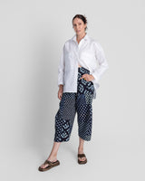 Big Shirt in White Cotton with Subtle Silver Stripe