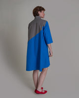 Summer Dress in Blue and Slate Pieced Cotton PoplinSummer Dress