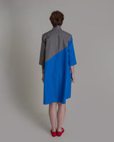 Summer Dress in Blue and Slate Pieced Cotton PoplinSummer Dress