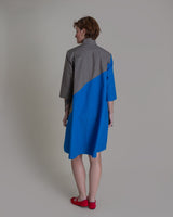 Summer Dress in Blue and Slate Pieced Cotton PoplinSummer Dress