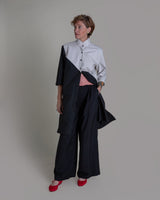 Summer Dress in Dove and Black Pieced Cotton PoplinSummer Dress